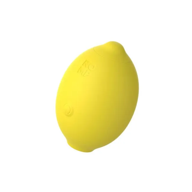 ROMP Lemon Crush keltaisena sitruunan muotoisena laitteena valkoisella taustalla